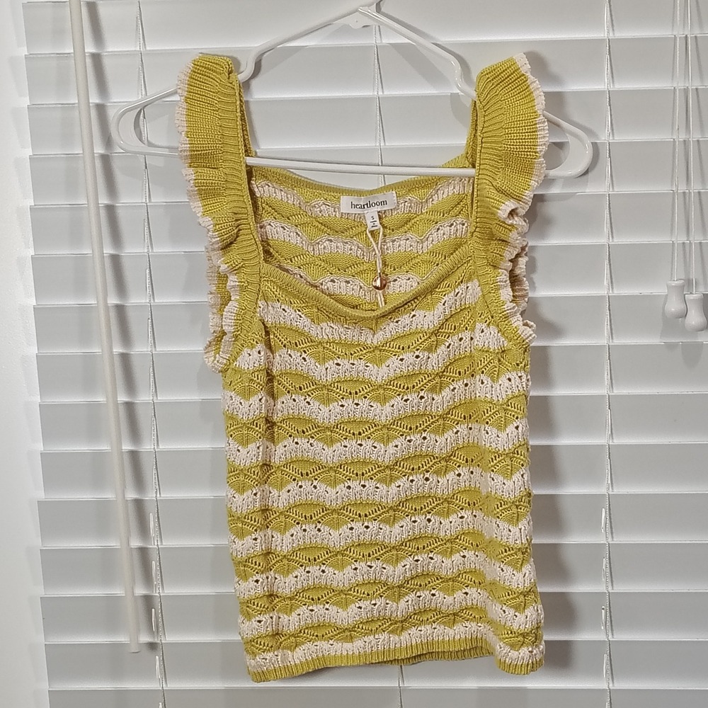 Heartloom Piper Tank Top Womens Small Crochet Stripe Coquette Boho Chic Cottage
